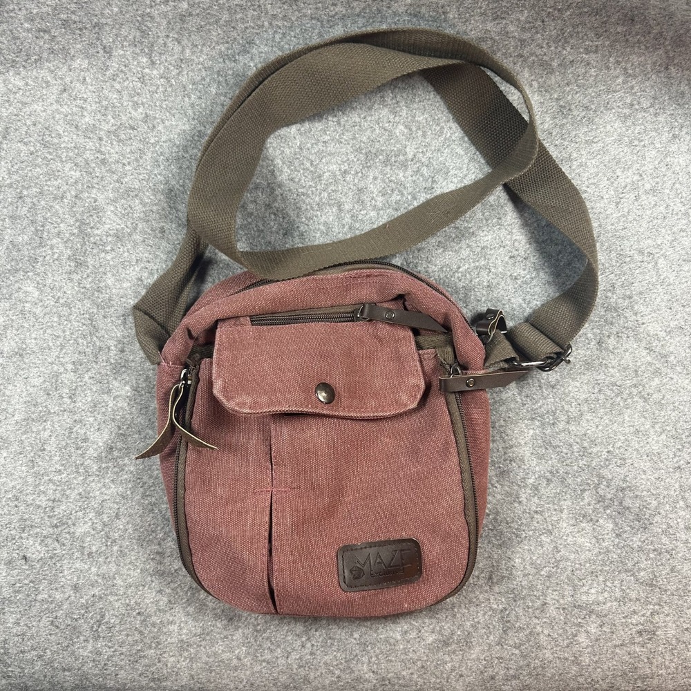 Maze Exclusive Canvas Crossbody Bag Small Maroon Durable Utility Messenger